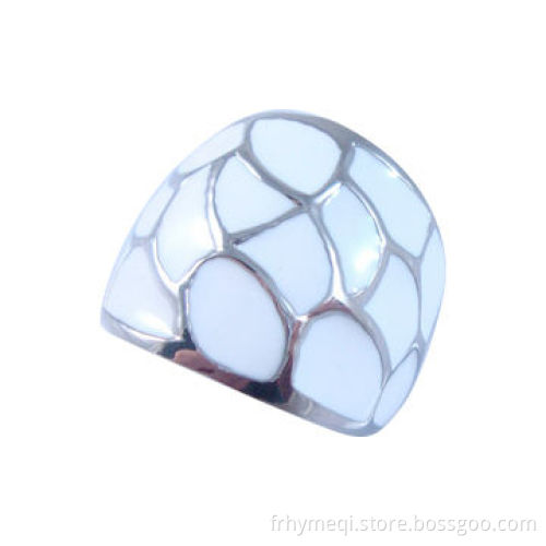 Stainless steel ring with enamel